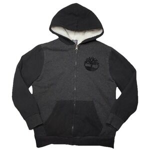 Timberland Sherpa Lined Hoodie Youth L 14-16 Full Zip Jacket Gray